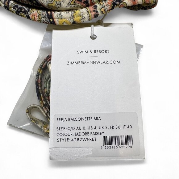 Zimmermann Strapless Freja Balconette Bikini Top US 2-4 C/D Jadore Paisley NWT - Picture 2 of 7